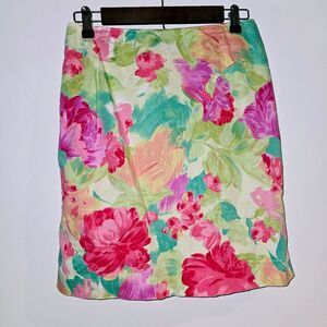 Talbots Lined  Floral Pencil Skirt - Size 10 Petite